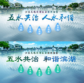 水墨风五水共治展板