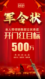 2021牛年开门军令状海报