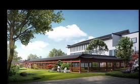 中式长廊景观设计效果图