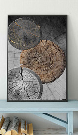 现代烁金水墨金色年轮木纹装饰画