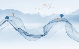 新中式抽象水墨山水风景背景墙