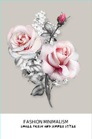 现代北欧风金色玫瑰花玄关装饰画