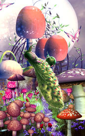 童话森林蘑菇3D玄关过道背景墙