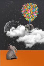 现代北欧抽象大象儿童房装饰画