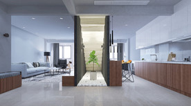 岩板瓷砖空间效果图 砂岩灰色