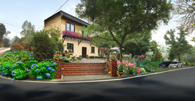 乡村民宿花境景观设计效果图