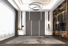 现代简约卧室背景墙场景空景