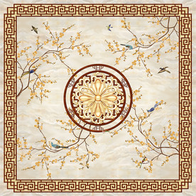 新中式花鸟吊顶壁画