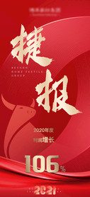 地产牛年大气红金高端喜报捷报