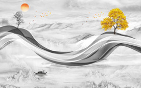 大理石山水电视背景墙