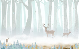 麋鹿北欧新装饰画 TIF分层