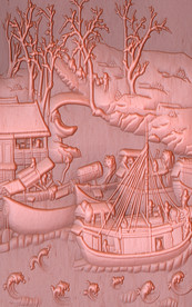 立体浮雕流水生财一帆风顺玄关