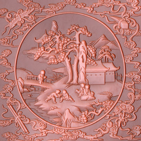 古典山水浮雕电视背景墙