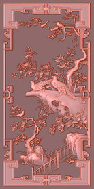 桃花源中式花鸟铜雕玄关