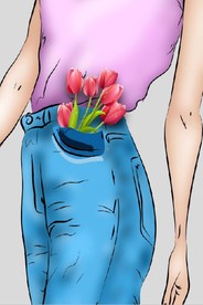 轻奢现代风美女郁金香玄关背景墙