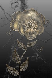 北欧风金色浮雕花朵玄关装饰画