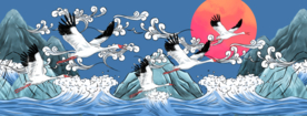 中国风国潮天鹅装饰画