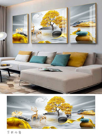 石来运转一鹿高升装饰画