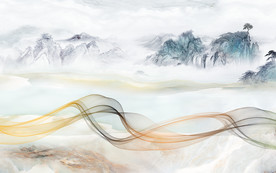 大气 客厅山水画 TIF分层