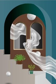 现代北欧3D建筑空间玄关装饰画