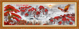 迎客松雄鹰山水装饰画