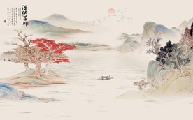 新中式千里江山水墨国画背景墙
