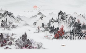 新中式水墨山水风景国画背景墙