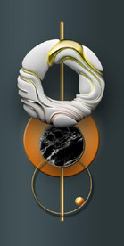 晶瓷现代抽象几何雕塑玄关装饰画