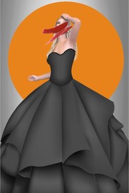 现代爱马仕仕长裙美女玄关装饰画