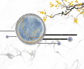 梅花爵士白山水花好月圆背景墙