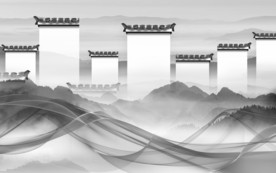 徽派新山水高端画 文件分层画