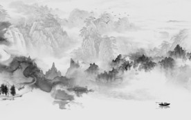 高雅灰色新山水画 文件分层画