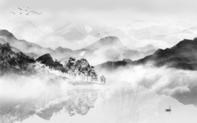 大气灰色新山水画 文件分层画