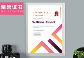 荣誉证书时尚竖版证书