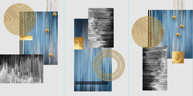 现代金色抽象金色几何装饰画