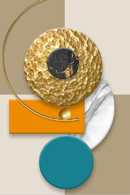 晶瓷抽象金色立体几何玄关装饰画