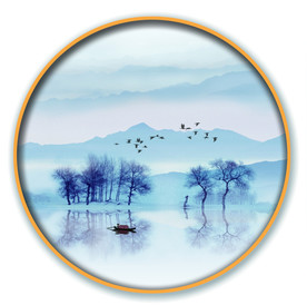 圆形装饰画 水上风景