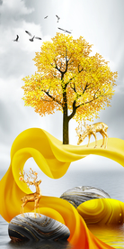 石来运转山水玄关晶瓷画