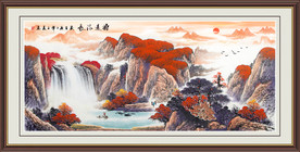 旭日东升山水画