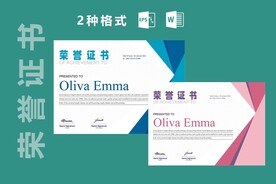 荣誉证书时尚横版证书