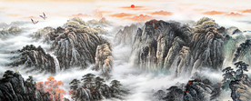 仙境流水生财装饰画