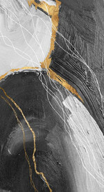 现代抽象金色水墨油画玄关装饰画