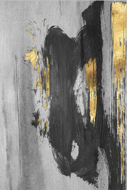 现代抽象金色水墨油画玄关装饰画