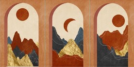 晶瓷抽象金色山脉风景装饰无框画