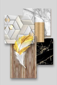 现代3D抽象几何羽毛关装饰画