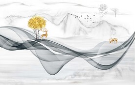 新中式大理石电视背景墙