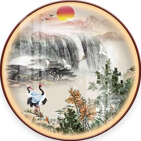 新中式山水意境圆形装饰画