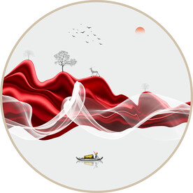 新中式圆形装饰画