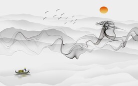 抽象山水电视背景墙