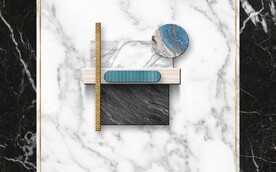 现代风抽象几何大理石拼花电视墙